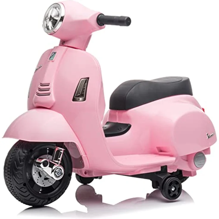 Sun Baby Vespa Elektroroller Elektrofahrzeug Kinderfahrzeug Scooter (Rosa) mit Front- und Heckleuchten, Hupe und langlebigen Plastikrädern – Bild 2