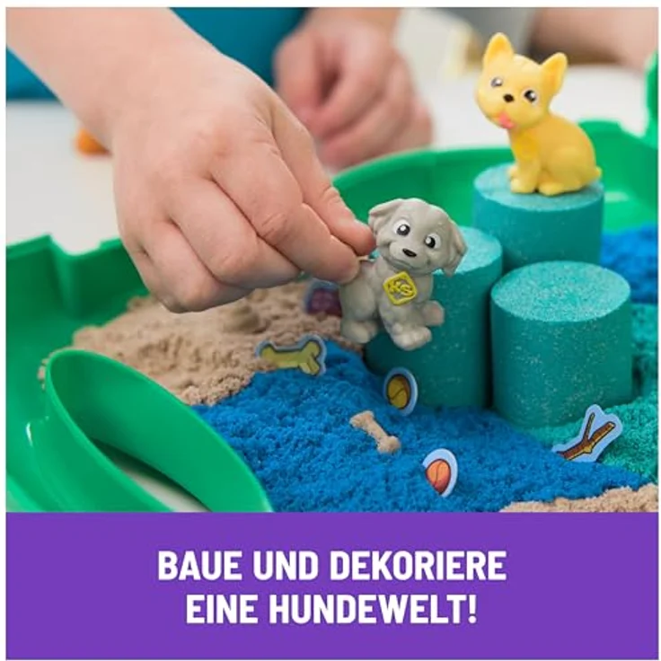 Spin Master Kreativset Kinetic Sand Hunde Park Koffer 680 g, mit 3 interaktiven Hunden und gestaltbarem Park – Bild 2