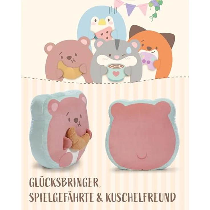 NICI Kuscheltier Bär Nomo mit Croissant, weiches mymochi Plüschtier, 35x33x12cm, braun, stylisches Zubehör für Kuscheln und Dekorieren, ideales Geschenk für Kinder und Erwachsene | 62391 – Bild 5