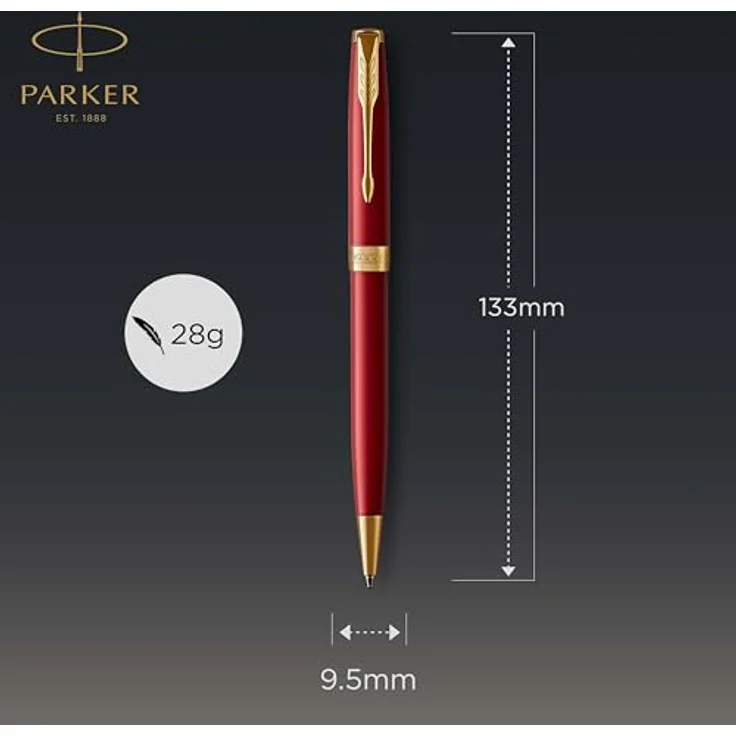 Parker Pen Sonnet, Schreibstift in Rot mit goldenen Akzenten - zeitlos elegant und hochwertig – Bild 3
