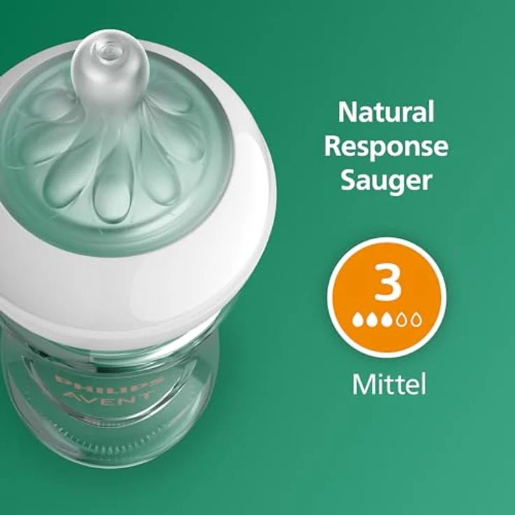 Philips Avent Babyflasche Natural Response aus Glas – Babyflasche, 240 ml, BPA-frei, für Neugeborene ab 1 Monat (Modell SCY933/01) – Bild 11