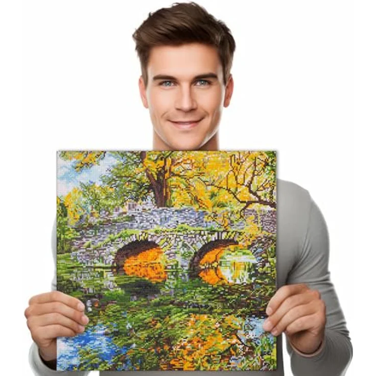 DIAMOND DOTZ 2592171, 5D Diamond Painting Set "Brücke", DIY Diamant-Malerei-Kit mit runden Glitzersteinen, 51 x 51 cm, Schwierigkeitsgrad: schwer, für Erwachsene und Kinder ab 12 Jahren – Bild 3