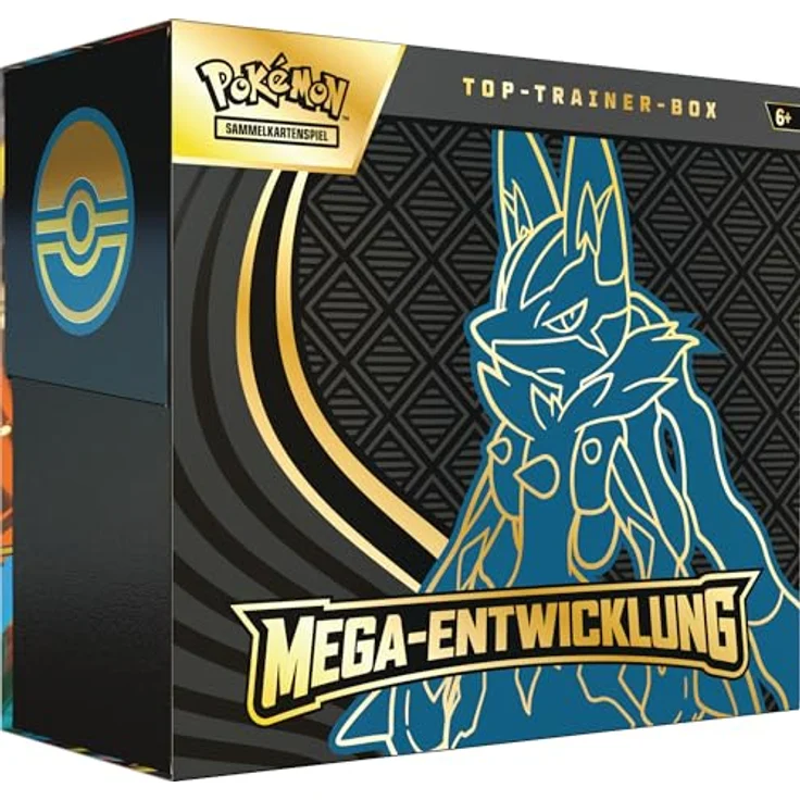 Pokémon Top-Trainer-Box Mega-Entwicklung: Lucario, mit 1 holografischer Vollbild-Promokarte, 9 Boosterpacks und Zubehör – Bild 1