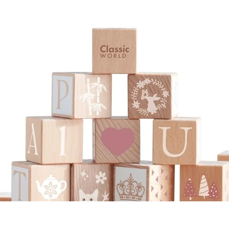 Classic World Wooden Iris Blocks 29 Stück, Holzspielzeug mit Buchstaben, Zahlen und Mustern – Bild 8