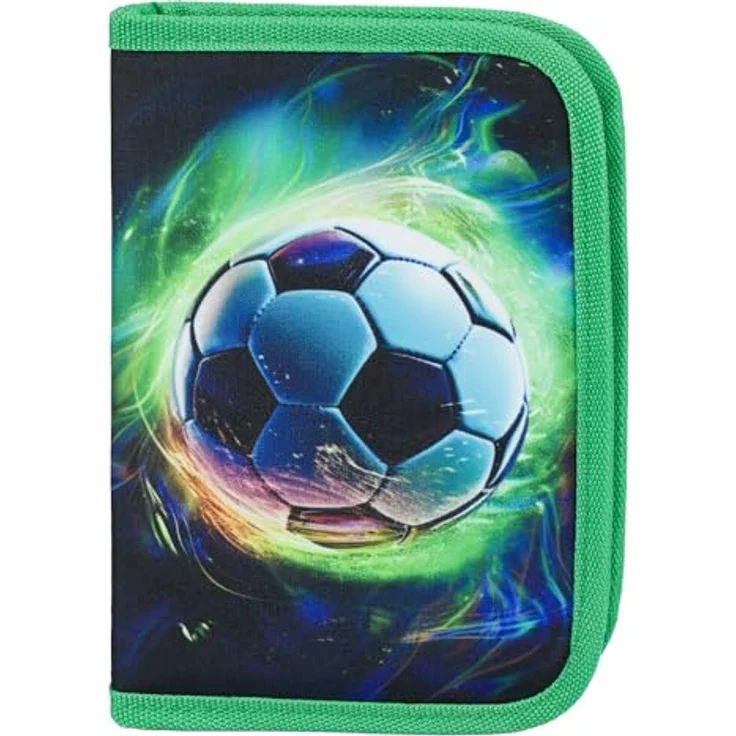 Baagl Federmäppchen für Jungen, großer Stauraum, Fußball Ball, grün, 20 x 15 x 3 cm – Bild 1