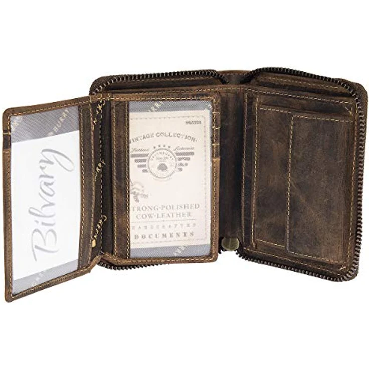 Greenburry Geldbörse Vintage Sternzeichen, Leder mit geprägtem Motiv, braun – Bild 3