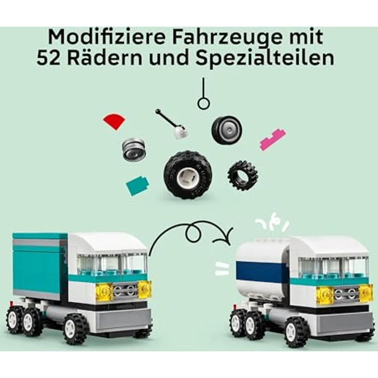 LEGO Classic Kreative Fahrzeuge, Bausteine-Set für Bunte Modellautos inkl. LKW, Polizeiauto und Baufahrzeuge, Baubare Spielzeug-Autos für Kinder, Geschenk für Jungs und Mädchen ab 5 Jahren 11036 – Bild 4
