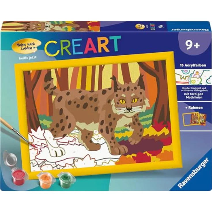 Ravensburger Malen nach Zahlen CreArt Luchs im Herbstwald, 15 Acrylfarben, Made in Europe – Bild 2