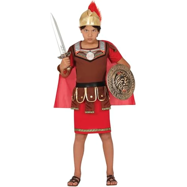Fiestas Guirca Mächtiger Römischer Krieger - Jungen Gladiator Kostüm | Alter 5 - 6 Jahre | inkl. Römerhelm mit Helmbusch, Tunika u. Umhang - für Karneval / Fasching oder Themen Party – Bild 2