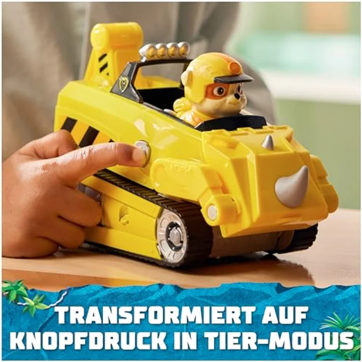 Spin Master Paw Patrol Jungle Pups, Spielzeug-Auto Nashorn-Dozer mit abnehmbarer Rubble-Figur – Bild 4