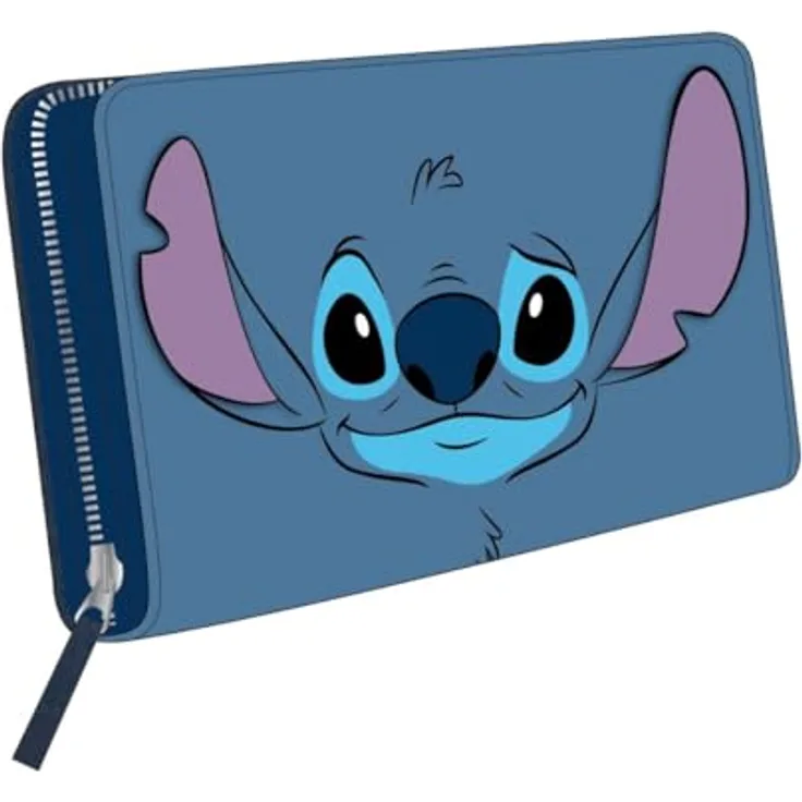 Lilo & Stitch Geldbörse Brieftasche Portemonnaie für Damen, kompakt mit Reißverschlussfach und Kartensteckplätzen, rosa