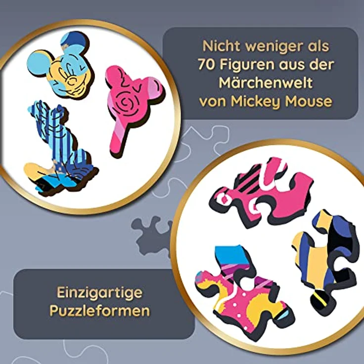 Trefl - Konturpuzzle aus Holz: Cult Mickey Mouse, Mickey Mouse - 500+5 Teile, Holzbearbeitung, unregelmäßige Formen, 70 Figuren, modernes Premium Puzzle, für Erwachsene und Kinder ab 12 Jahren – Bild 4