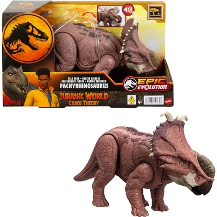 Mattel® Actionfigur Jurassic World Wild Roar Pachyrhinosaurus, mit Kopfstoßangriff und Brüllgeräusch, Bewegliche Gelenke und Nackenschild – Bild 2