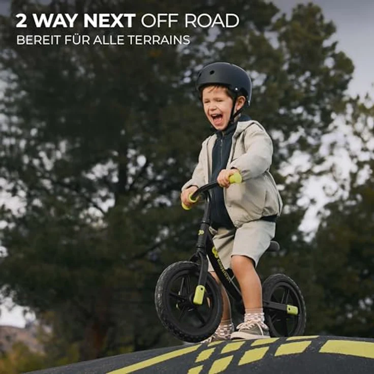 Kinderkraft 2WAY Next Off Road Laufrad, Licht Lauflernrad mit 12 Zoll Rädern, höhenverstellbarem Sattel und Lenker, geringem Lenkeinschlag, gummierten Griffen, schwarz – Bild 2