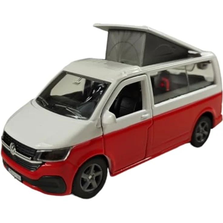 Kids Globe VW Transporter Wohnmobil Die Cast Pull Back 13,5cm, Spielzeug für Kinder, blau – Bild 1