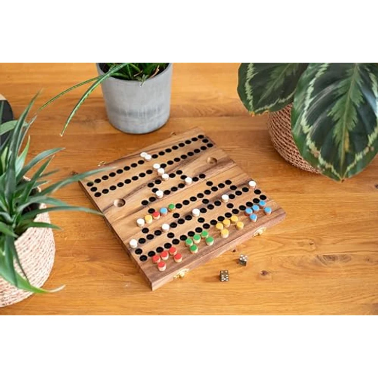 Logoplay Blockade, Brettspiel für 2-4 Spieler, zusammenklappbar mit Metallverschluss, Spielfeld 26 x 27 cm aus Samena-Holz – Bild 4