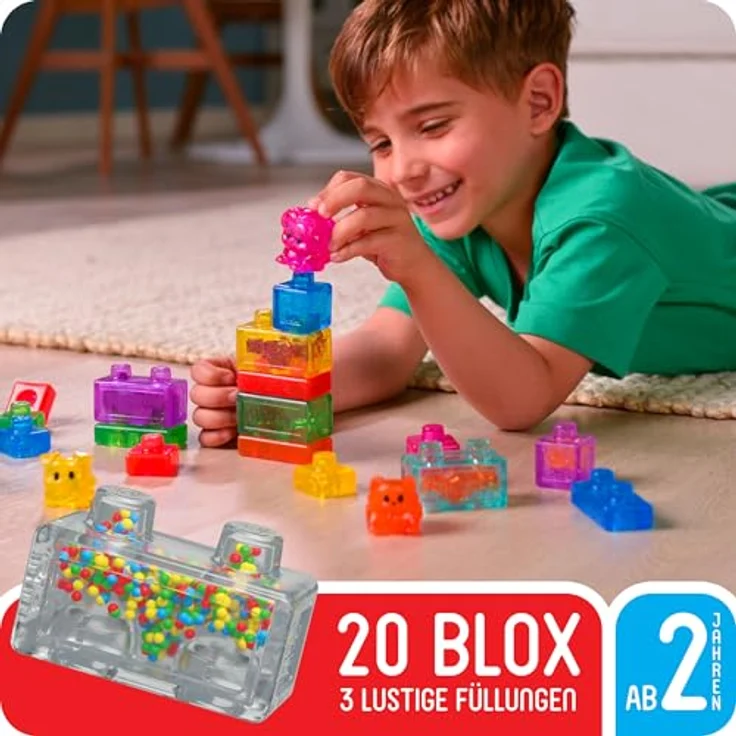 Jelly Blox My Pets and Me Set, 20 weiche Konstruktionsspielblöcke für Kinder ab 2 Jahren, dehnbar und flexibel, mit Tieren und Charakteren – Bild 2