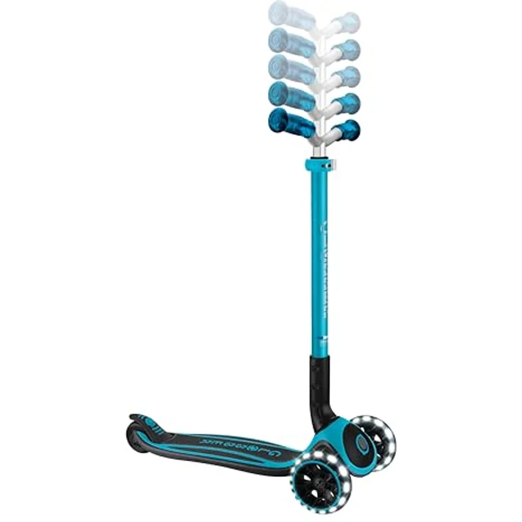 Globber ACE LIGHTS 667-100, Dreiradscooter mit Leuchtrollen und verstellbarem Lenker, blau – Bild 3