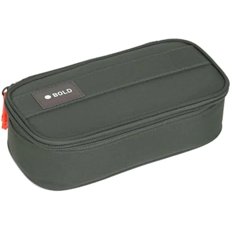 LÄSSIG Bold Schlampermäppchen School Pencil Case Dark Olive, aus recyceltem Polyester, nachhaltig & praktisch – Bild 1