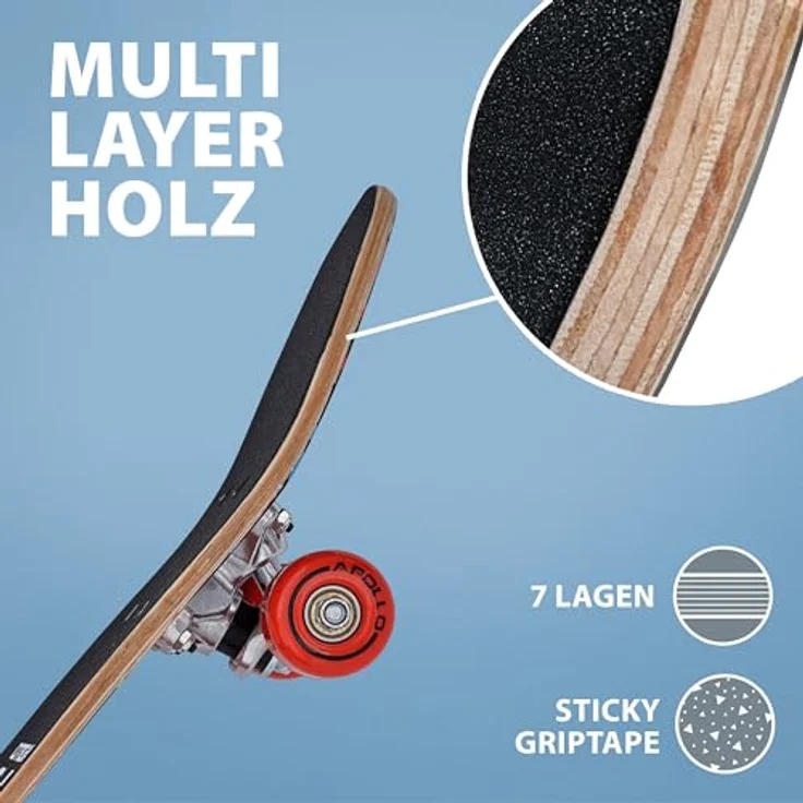 Apollo Kinder Skateboard, | kleines Komplett Board mit ABEC 3 Kugellagern und Aluminium Achsen | Coole Designs für Kinder | Cruiser Boards für Mädchen und Jungs | Kinder Skateboard ab 3 Jahre – Bild 4