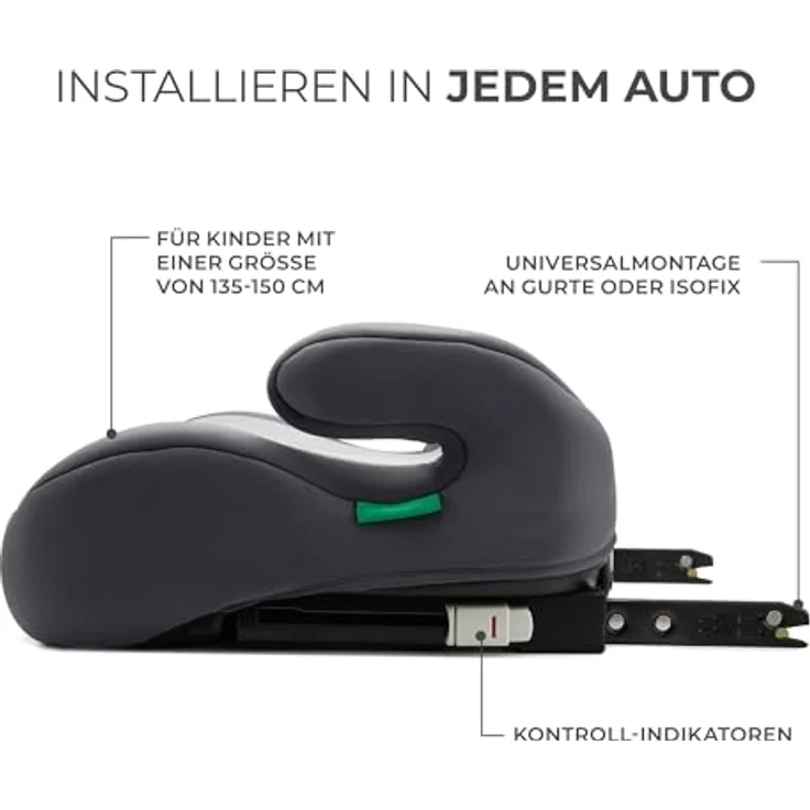 Kinderkraft I-BOOST i-Size, Sitzerhöhung für Kinder (135-150 cm) mit Isofix, 2,5 kg, Grau – Bild 2