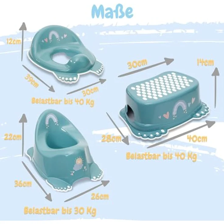 Babykajo 3 in 1 Baby Töpfchen Set, TÜV Rheinland geprüft, BPA freies Plastik, inklusive Kinder Töpfchen, Toilettensitz und Tritthocker mit Antirutschfüßchen – Bild 5