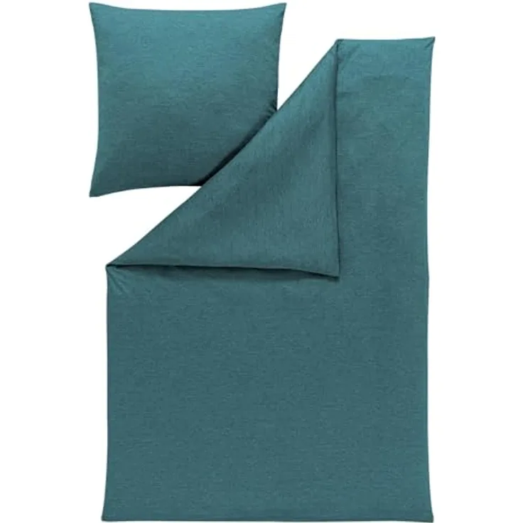 ESTELLA Bettwäsche Takoma 6873 050 Petrol Mako Interlock Jersey Unifarben, 100% Baumwolle, Atmungsaktiv, Öko-Tex Standard 100, Größe: 135 cm x 200 cm