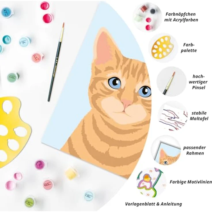 Ravensburger Malen nach Zahlen 23756 - Niedliche Katze - Kinder ab 7 Jahren – Bild 5