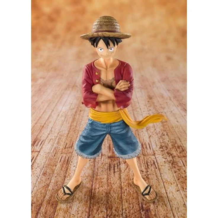 BANDAI Monkey D. Luffy Straw Hat, Figur, 14 cm, One Piece Figuarts Zero re-Run mit spezieller Bühne, rotes Hemd und blaue Shorts – Bild 5