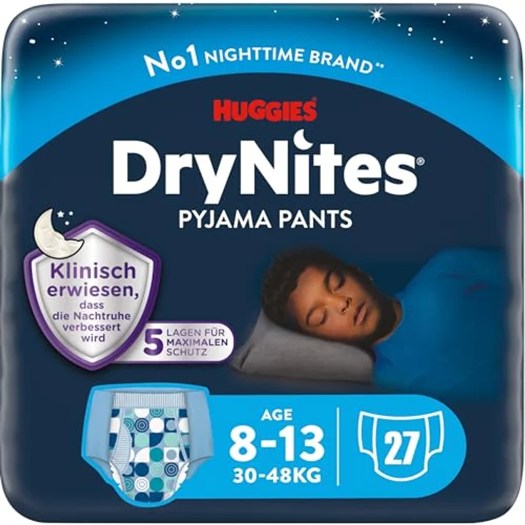 HUGGIES DryNites Nacht-Windeln Jungen 8-15 J. (27-57 kg), 27 Stk, Bettnässen - Disney Designs, für trockene Nächte – Bild 2