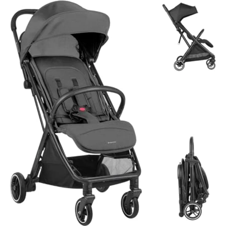 Kikkaboo Kinderwagen Buggy Lauren verstellbar faltbar Aluminiumrahmen bis 22 kg, Farbe:dunkelgrau – Bild 2
