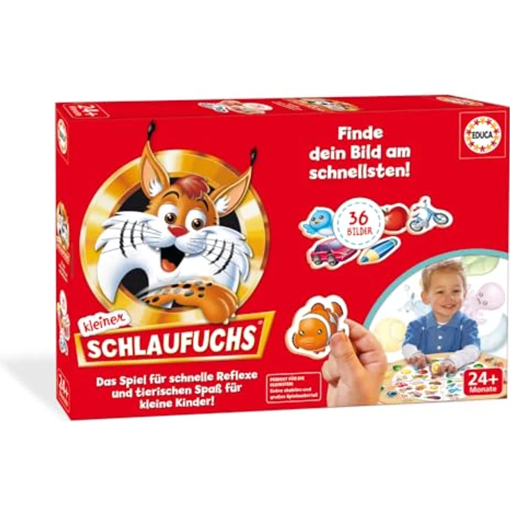Educa - Schlaufuchs Kleiner 36 Bilder | Lernspiel | Familienspiel | Visuelle Wahrnehmung und Reflexe schärfen | Ab 2 Jahren – Bild 1