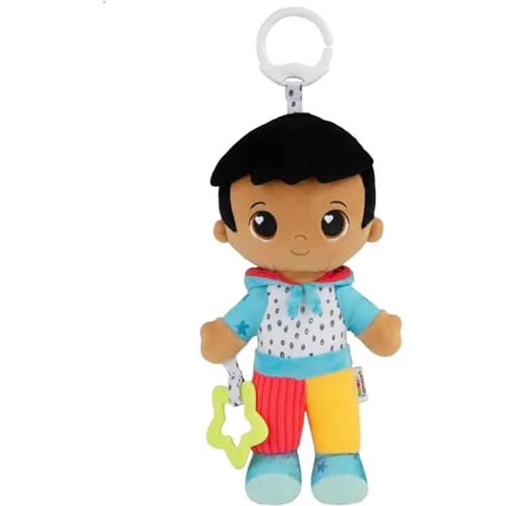 Lamaze Plüschfigur Mein Freund Lucas, interaktives Kuscheltier mit Knisterschuhen, Chime und Sternform Beißring