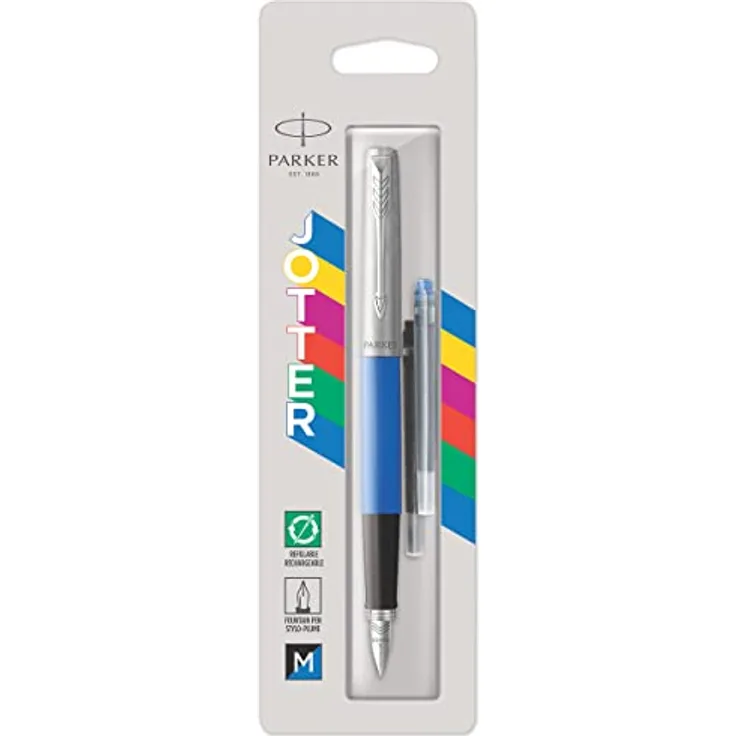 Parker Jotter Originals C.C., Füllhalter mit Edelstahlzierteilen und M-Linienbreite, blau