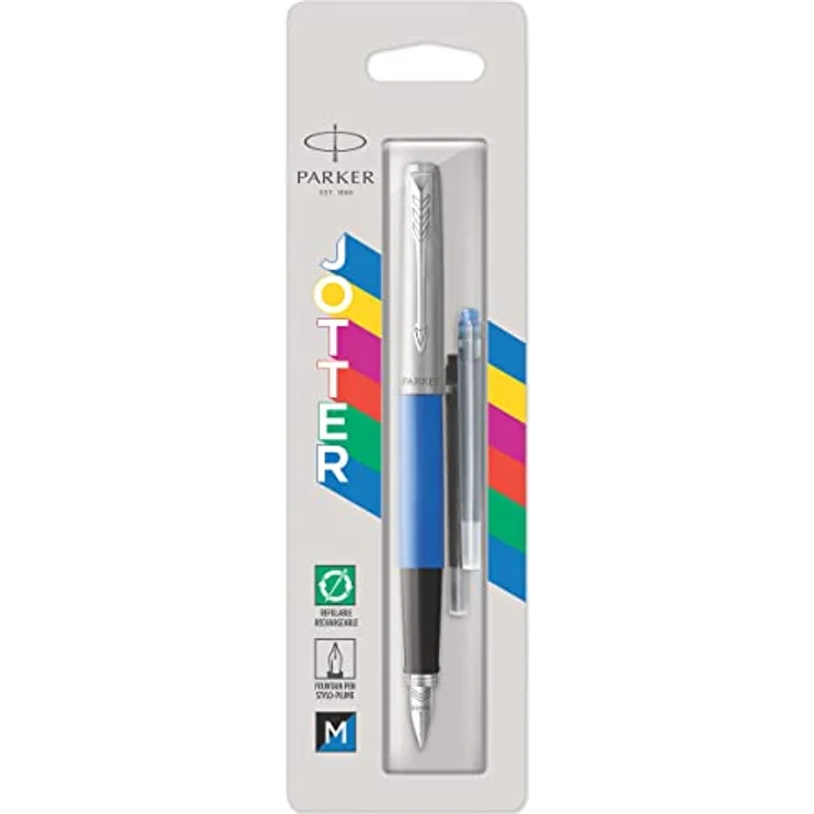 Parker Jotter Originals C.C., Füllhalter mit Edelstahlzierteilen und M-Linienbreite, blau – Bild 1