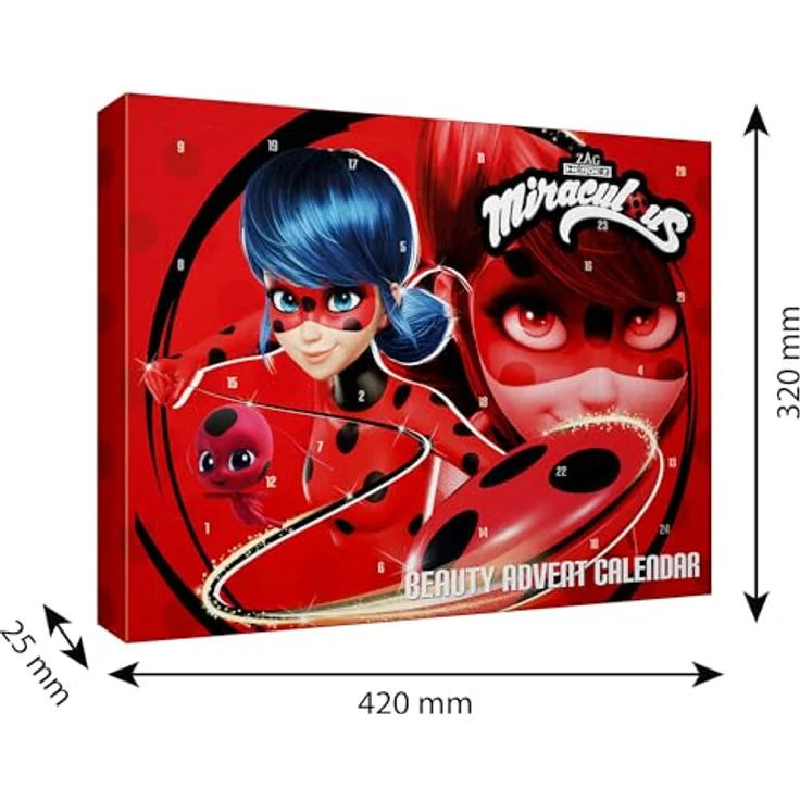 Miraculous Marinette's Favorits Beauty Advent Calendar, Adventskalender mit Make Up und Kosmetik Produkten, Weihnachtskalender mit Lady Bug und Cat Noir, für Kinder ab 6 Jahren, Heldenhaftes Design – Bild 4