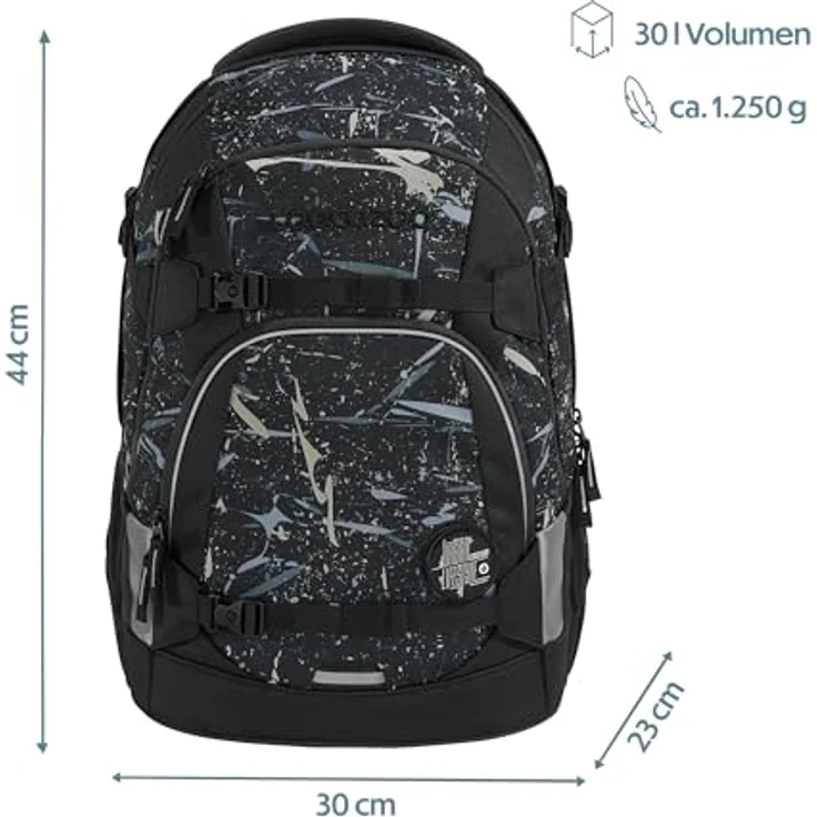 coocazoo Mate Special Edition, Schulrucksack mit Wasserabweisendem Polyester, höhenverstellbaren Schulterträgern und Air-Mesh-gepolstertem Rücken, schwarz – Bild 2