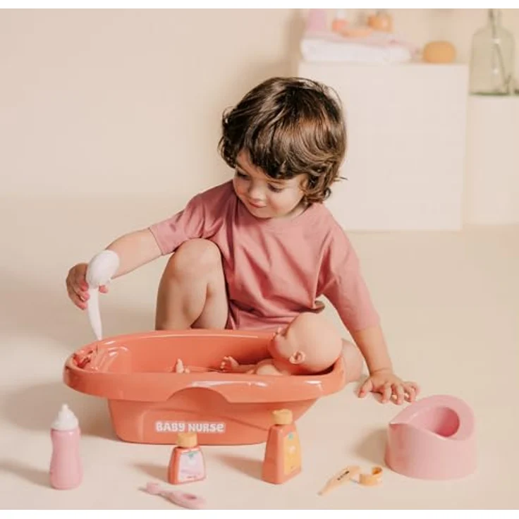 Smoby Baby Nurse Puppen-Badewanne, 8-teiliges Set mit Zubehör für Rollenspiele, aus recyceltem Material, für Kinder ab 3 Jahren, in Frankreich gefertigt – Bild 4