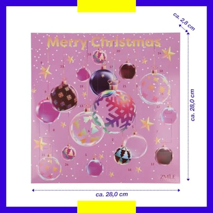ZMILE COSMETICS Adventskalender 3D Christmas Balls (24-tlg), vegane Kosmetik - Beauty-Festival mit schimmerndem Lidschatten, funkelndem Nagellack und faszinierendem Highlighter, Reisegröße, ideal als Geschenk, Cover-Motiv auf Rückseite – Bild 8
