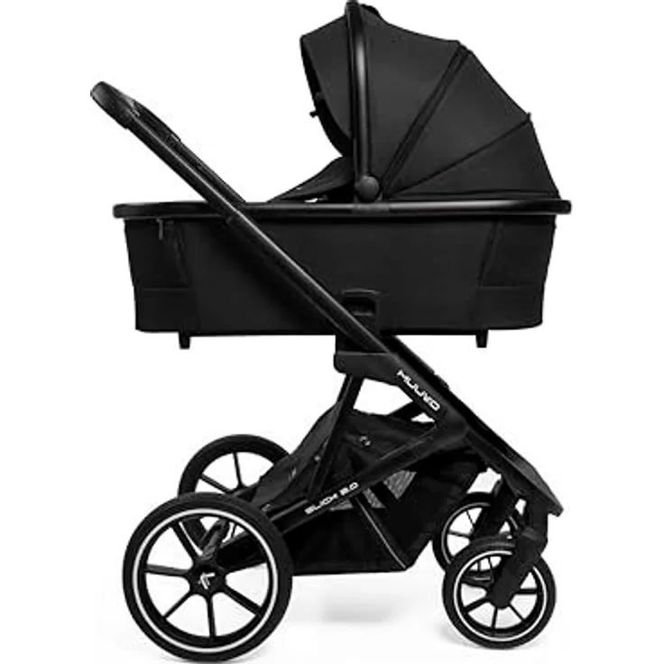Muuvo Slick 2.0, Multifunktionaler 2-in-1 Kinderwagen mit großen Gelrädern, Federung und 3D-Airflow-Belüftung, Farbe: Schwarz (Klassisch)