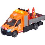 Majorette - Mercedes-Benz Baustellenfahrzeug (15 cm) - großes Spielzeugauto mit Ladefläche zum Kippen, Licht, Sound & Verkehrsschildern, für Kinder ab 3 Jahre