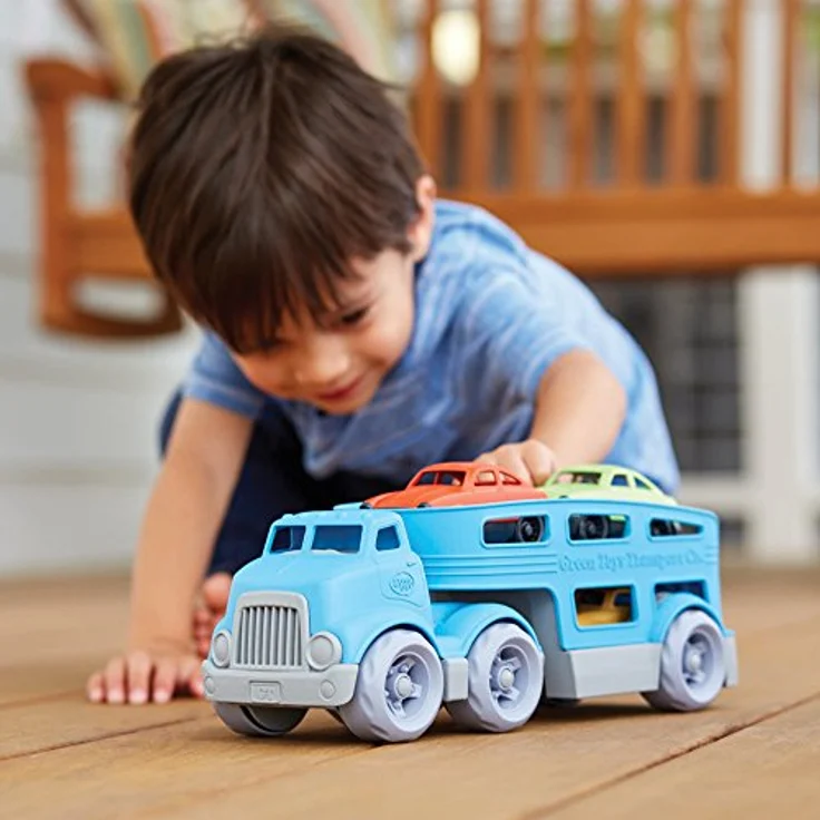 Green Toys 8601237, Auto-Transporter mit 3 Autos, nachhaltiges Spielfahrzeug für Kinder ab 3 Jahren – Bild 2
