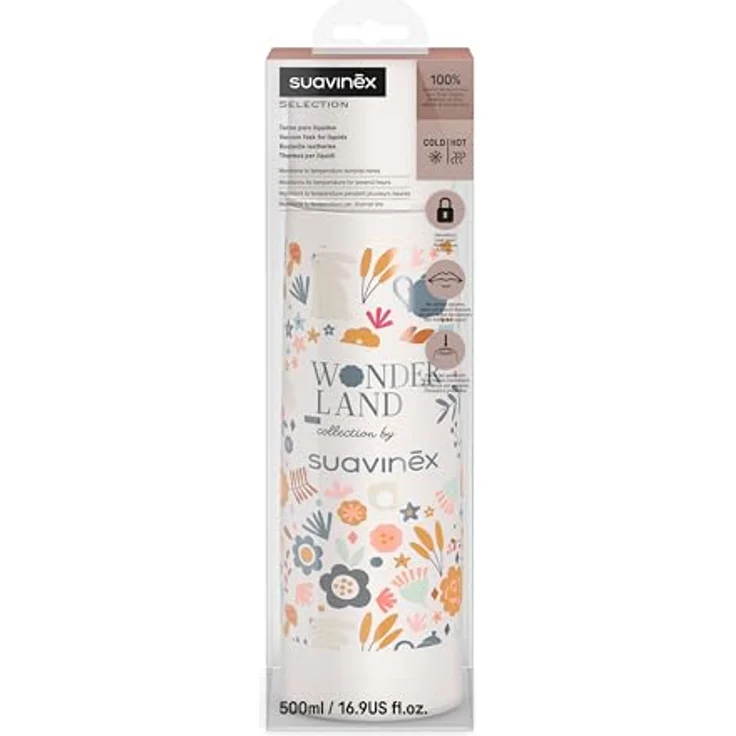 Suavinex Thermoskanne Baby Unterwegs, Edelstahl Isolierflasche 500 ml mit hermetischem Schraubverschluss, weiß, hält Temperatur bis zu 6 Stunden – Bild 3