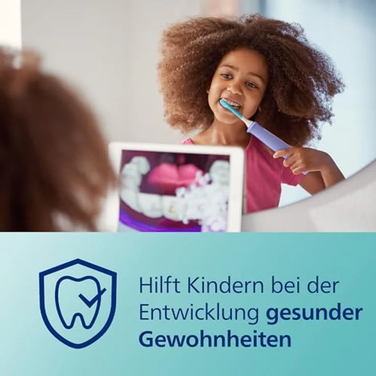 Philips Sonicare For Kids HX6322/12, elektrische Schallzahnbürste mit App, SmarTimer, QuadPacer und zwei Bürstenköpfen, Lila – Bild 5