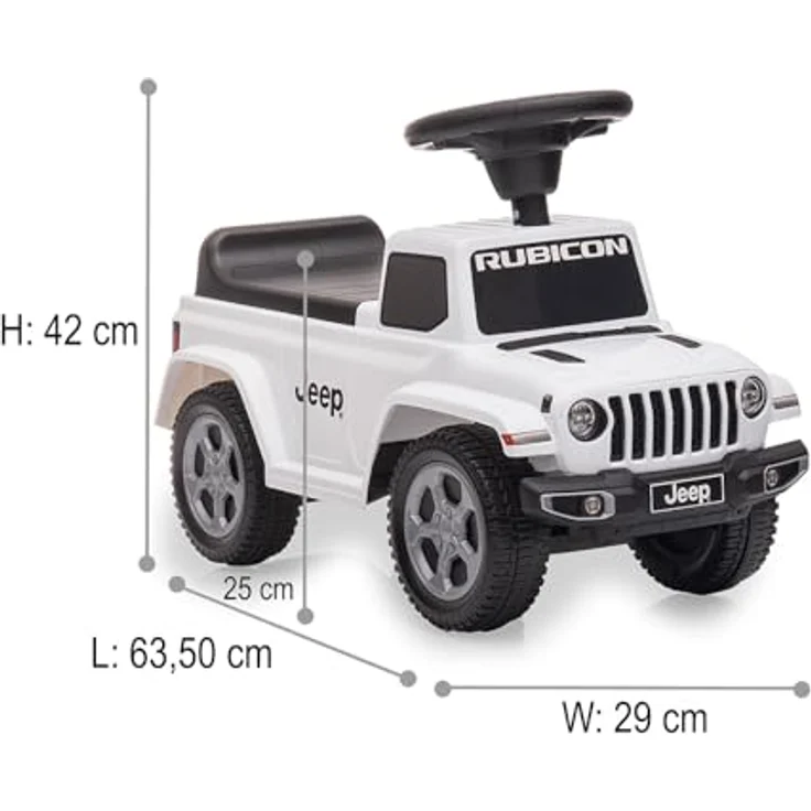 Weiss Rutscher Jeep Gladiator, Kinderfahrzeug mit Kipp-Schutz und Geräuschfunktion, weiss – Bild 3