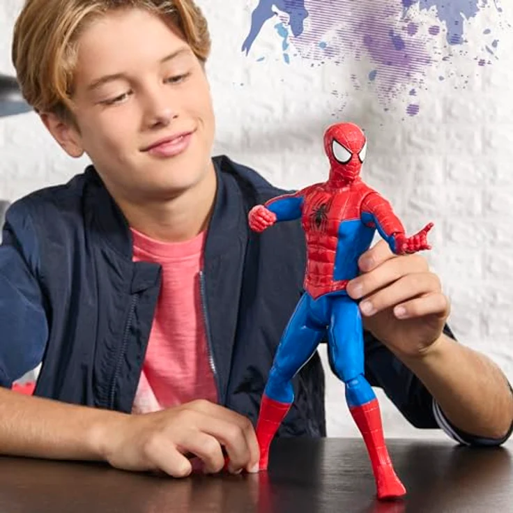 Marvel Spider-Man Titan Serie Action-Figur, 30 cm Superhelden-Spielzeug mit 11 Bewegungspunkten, Rot – Bild 3