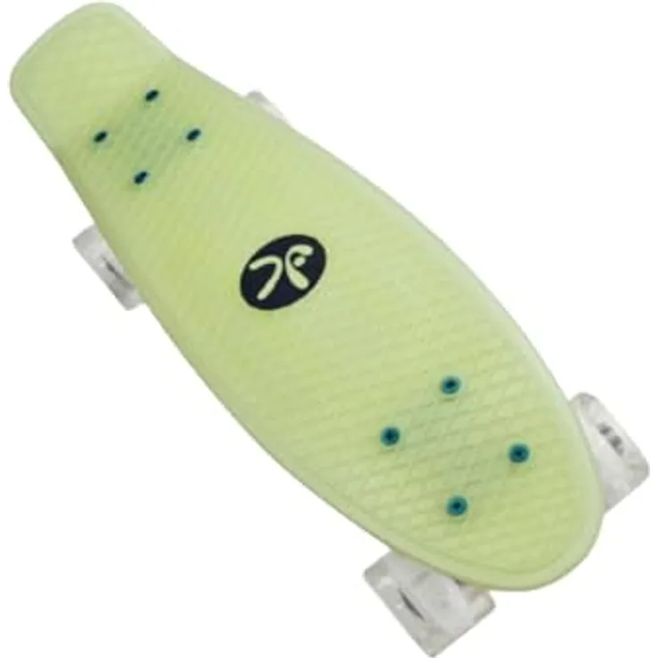 muuwmi Lights Skateboard Fun Glow – LED-Leuchtrollen (batterielos), Deck 57x15cm, rutschfest, ABEC5, PU-Rollen 60x45mm, Glow-in-the-Dark