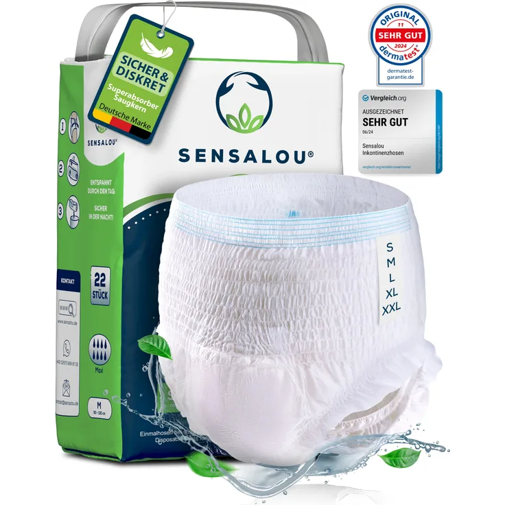Sensalou Windeln Sensalou Windel Pants Maxi - Größe S - 22 Stück (22-St) - Diskrete Einmalhose für Erwachsene, hohe Saugfähigkeit - Blau