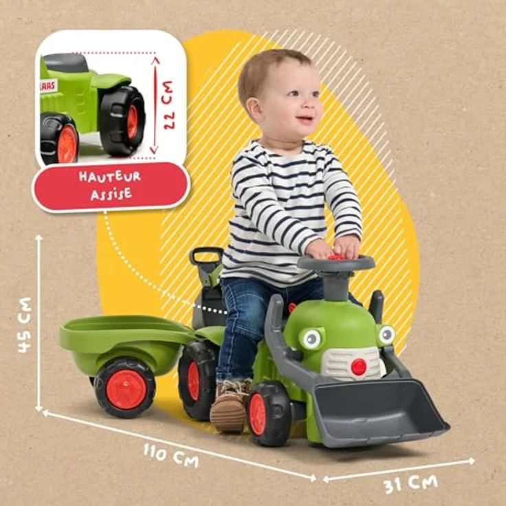 Falk Claas Kindertraktor mit Frontbagger, Rutschauto aus 90% recyceltem Kunststoff, geeignet ab 12 Monaten, Outdoor Spielzeug für Jungen & Mädchen – Bild 5