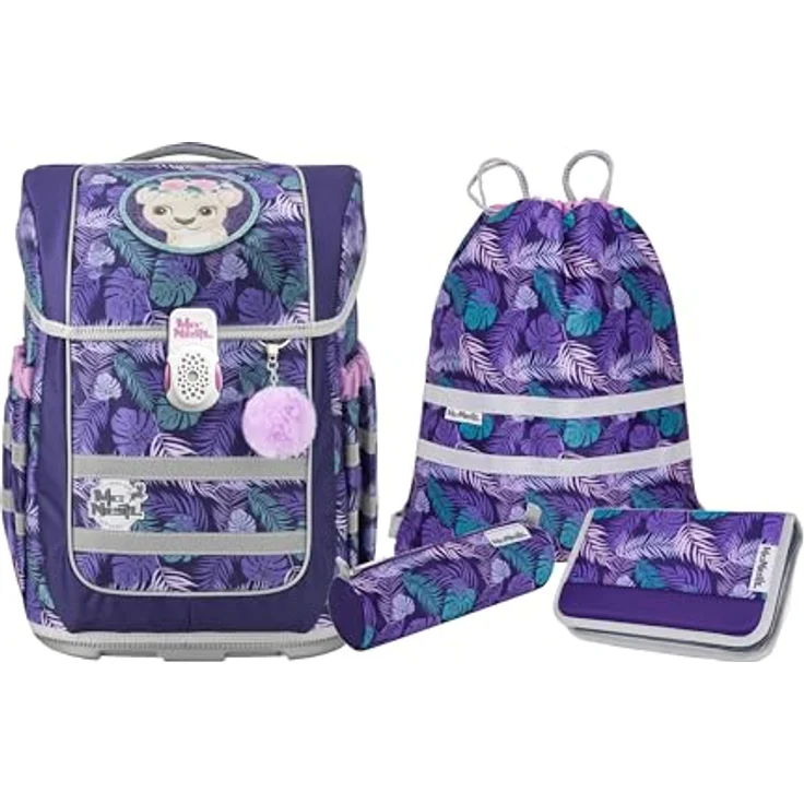 McNeill Schulranzen-Set COMPACTO, 5tlg. - Kollektion 2024, im Dschungel-Design mit verstellbaren Gurten und Hauptfach für Grundschüler, Maße 27 x 38 x 17 cm – Bild 1